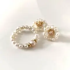 べピーパール リング&フラワーデザインピアスセット♡