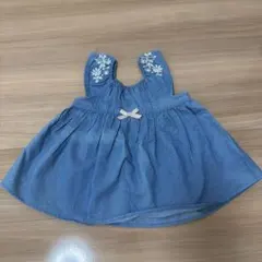 キッズズー kid's zoo チュニック 90 デニム風 花柄 リボン 女の子のサムネイル