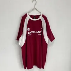 【DAZY/SHEIN】ラグラン　半袖　Tシャツ　バーガンディ【L】バイカラー