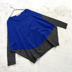 【グリーンレーベルリラクシング】（F）長袖トップス ブルー グレー