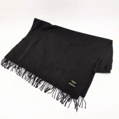 カシミヤ100%　cashmere　ストール　ショール　黒　大判　フリンジ