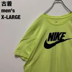 古着 NIKE ナイキ Tシャツ デカロゴ 定番 ビッグサイズ 蛍光イエローXL