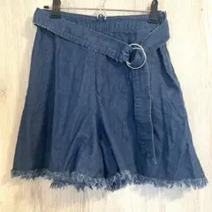 【L】デニム キュロット￼ リングベルト付きのサムネイル