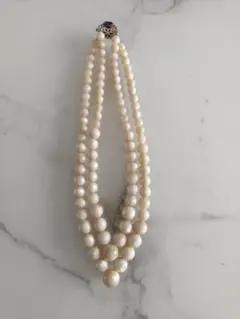 【AVON】ヴィンテージ 2連 マーブルストーンネックレス 刻印 レトロ