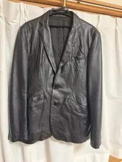 美品】HUGO BOSS ラムレザー テーラードジャケット 柔らか質感 黒48