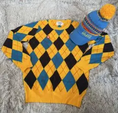 未使用☆ ルコック　アーガイルチェック　ニット　セーター　ゴルフ　レディース