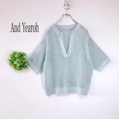 【美品】And Yearoh 【M】 透かし編み Vネック 半袖サマーニット