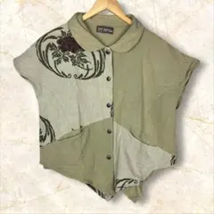 激レア✨45R 45rpm 藍染 インディゴ 七分袖 花柄 シャツジャケット