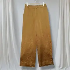 クリスチャン オジャール ワイドパンツ 9号 ブラウン 光沢感 裏地付き 上品