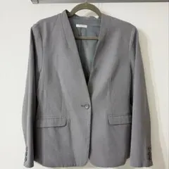 Honeys ノーカラージャケット 杢チャコール　グレー