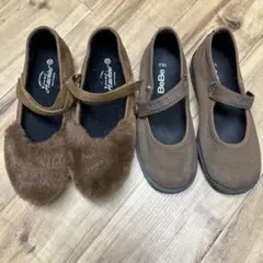 べべ ホーキンス の茶色バレエシューズ 19 20センチ