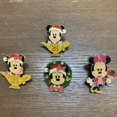 ☆ディズニー☆ピンバッジ☆4点セット☆非売品☆ミッキー☆ミニー☆クリスマス☆