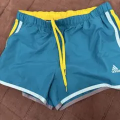 adidas ランニングショートパンツ ブルー イエロー