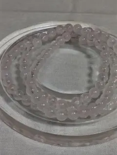 ★天然石ブレスレット※ローズクォーツ、3連ブレスレット、ゴム仕様