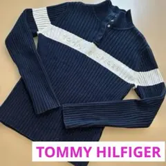 TOMMY HILFIGERトミーヒルフィガー♡紺 白 ボタン ニット 刺繍
