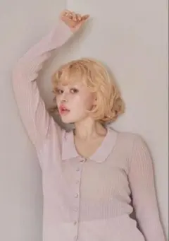 muguet uv cut polo knit PINK BEIGEのサムネイル