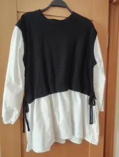 ようこ様専用ページ 黒白チュニック 長袖 リボン付き