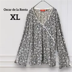 即日発送✨OSCAR 【XL】花柄　ラップスタイル　長袖　トップス　白　黒