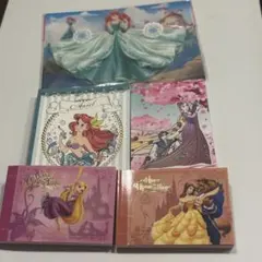 ディズニープリンセス　メモ帳セット アリエル　ラプンツェル　ベル ドレスメモ