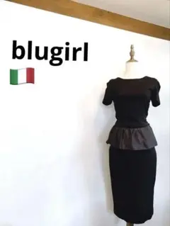【美品】Blugirl ブラックペプラムワンピース652のサムネイル