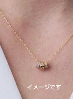 イエローゴールド三連リング ネックレス