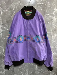 90s Wrangler BRUSHPOPPER 総柄ブルゾンJKT 紫 M