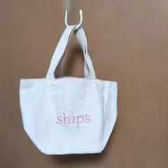 ships トートバッグ ピンク刺繍
