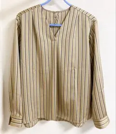 【美品】ミッシェルクラン ダブルストライプ柄 ブラウス M オフィス　セレモニー