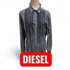 DIESEL フリンジ装飾 長袖シャツ グレー