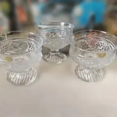 ♥早い物勝ち♥未使用♥レトロ デザートカップ 3個セット ガラス製♥日本製♥のサムネイル