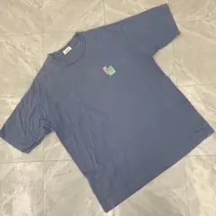 ジュンレッド Tシャツ ブルー グラフィックプリント 半袖 コットン Mサイズ