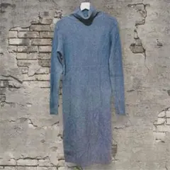 【美品】basement online タートルネックリブ編みロングワンピース