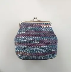 ハンドメイド がま口 ポーチ 編み物