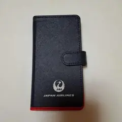 JAL 手帳型スマホケース ネイビー/レッド