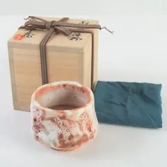 Gojyo人間国宝荒川豊蔵作　絵志野　水指　仕覆付　共箱　D　R8739B 人間国宝 荒川豊蔵作 紅志野耳付水指 共箱 共布付 茶道具 志野焼 美品