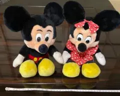 LAディズニー レトロ ミッキー マウス&ミニーマウス ぬいぐるみ 高約30cm