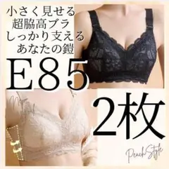 ✳︎ 大きいサイズ　E85 小さく見せるブラ ノンワイヤー フルカップ 脇高 着痩