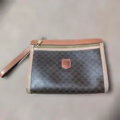 CELINE マカダム柄 トリオンフ クラッチバッグ ポーチ PVC ブラウン