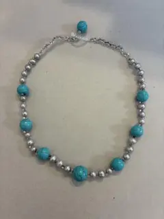 ☆美品☆大玉天然石&本真珠ネックレス