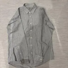 無印良品 グレー ストライプ シャツ Mサイズ
