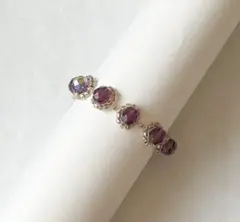 ハンドメイド ビーズブレスレット ビーズ アクセサリー 紫 ゴールド