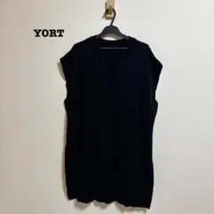 美品 YORT ヨート スキッパー ニットベスト ブラック ゆったり