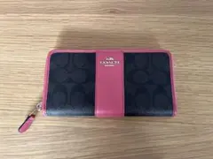 『美品』 COACH 長財布 黒/ピンク
