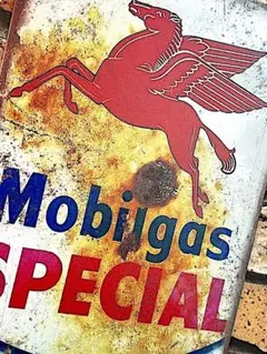 ブリキ看板 昭和レトロ アンティーク調 Mobilgas ポスター HR0207