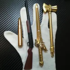 文房具 スナイパーライフルペン ライフル弾ペン 黄金の剣ペン バトルアックスペン