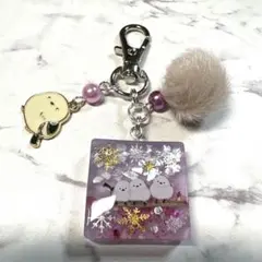 6726☆ シマエナガ　キーホルダー　チャーム　レジン　ハンドメイド