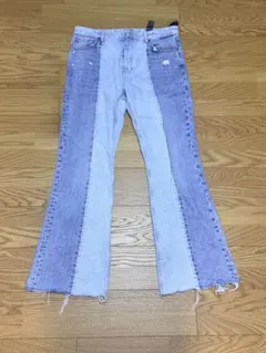 ZARA バイカラー デニムパンツ フレアカット