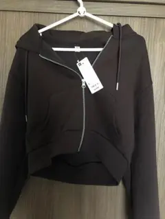 GU パフスウェットフルジップパーカ　ブラウン