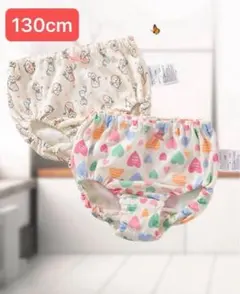 130cmキッズパンツ 2枚組 女の子 ショーツ 綿100%通気 抗菌 防臭