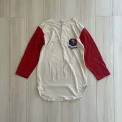 80s Champion ヘンリーネックカレッジTEE USA製 L 染み込み